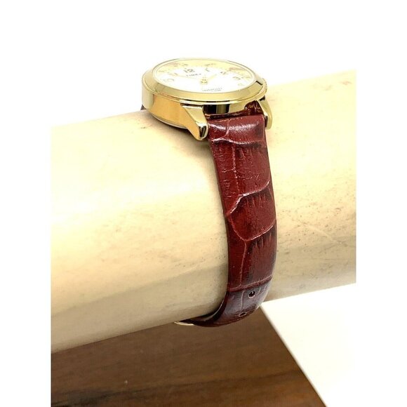 Timex Women's Watch T21693 Indiglo Quartz Mother of Pearl Burgundy Leath… - Picture 12 of 14